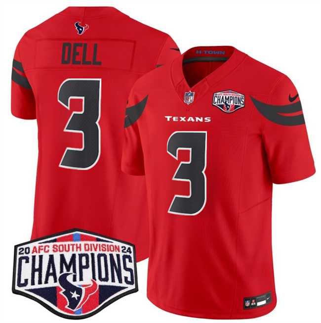 Mens Houston Texans #3 Tank Dell Red F.U.S.E. 2024 AFC South Division Champions Vapor Limited Stitched Jersey->houston texans->NFL Jersey